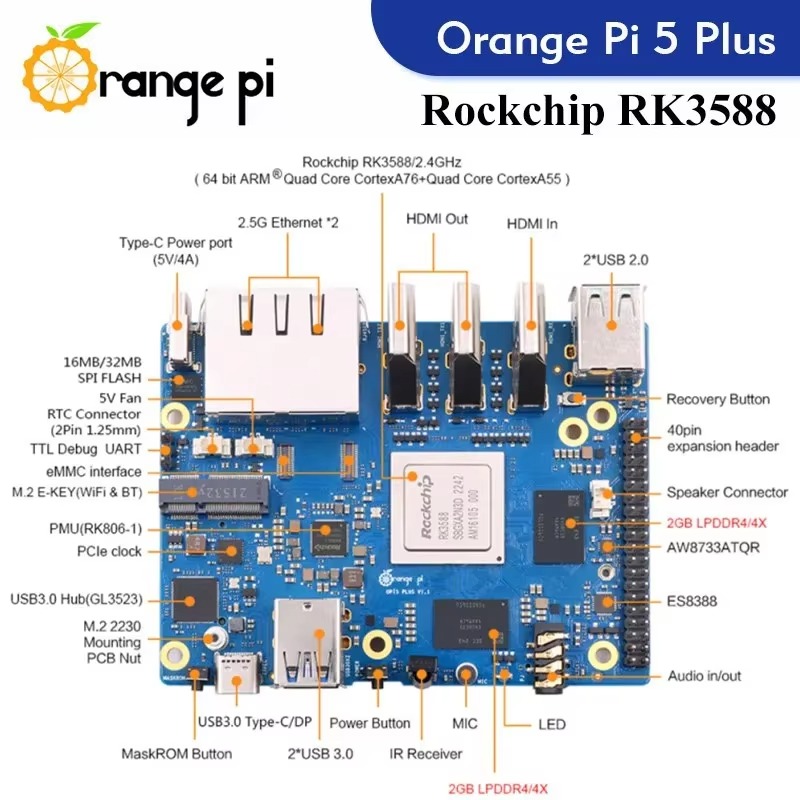 Ordinateur monocarte 2026 Pi 5 - Orange Pi 5 Plus 32Gb avis et prix