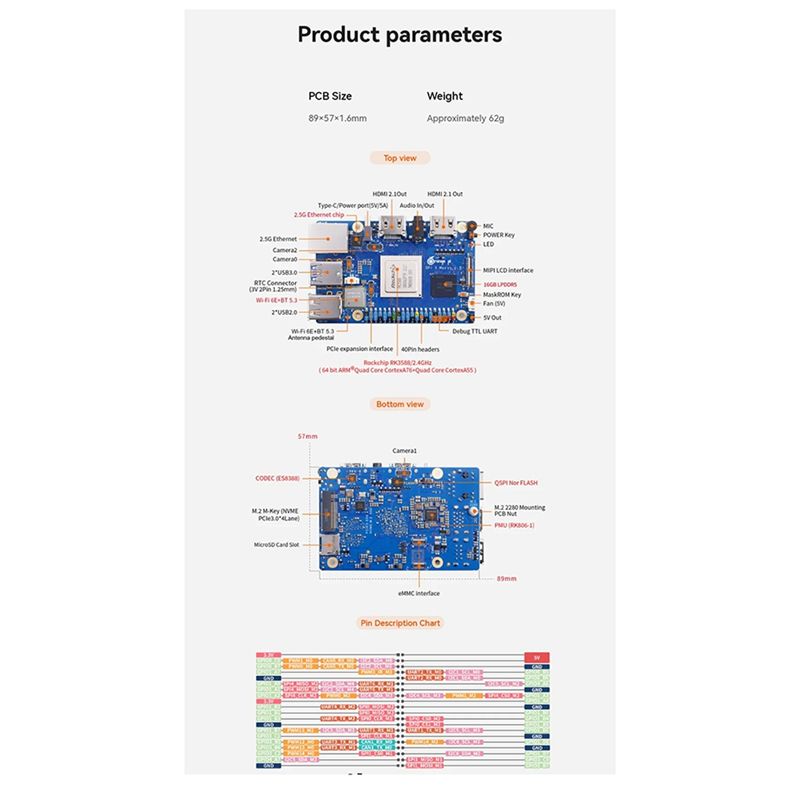 Carte de développement Orange  - Orange Pi 5 Max Rk3588 avis et prix